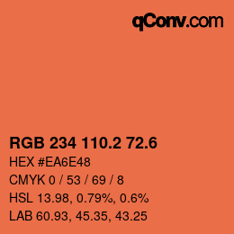 カラーコード: RGB 234 110.2 72.6 | qconv.com