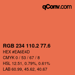 カラーコード: RGB 234 110.2 77.6 | qconv.com