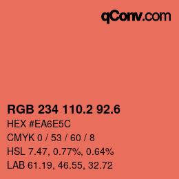 カラーコード: RGB 234 110.2 92.6 | qconv.com