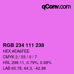 Color code: RGB 234 111 238 | qconv.com
