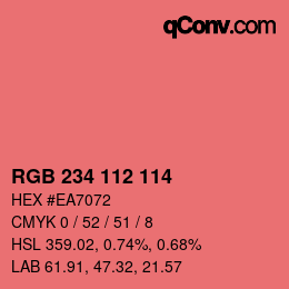 カラーコード: RGB 234 112 114 | qconv.com