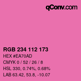 カラーコード: RGB 234 112 173 | qconv.com