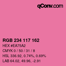 Color code: RGB 234 117 162 | qconv.com