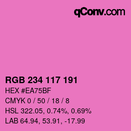 颜色代码: RGB 234 117 191 | qconv.com