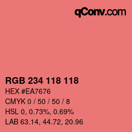 カラーコード: RGB 234 118 118 | qconv.com