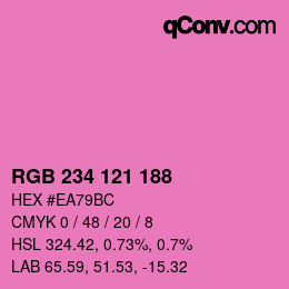 カラーコード: RGB 234 121 188 | qconv.com