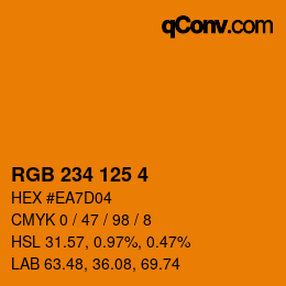 カラーコード: RGB 234 125 4 | qconv.com