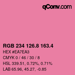 カラーコード: RGB 234 126.8 163.4 | qconv.com