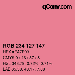 カラーコード: RGB 234 127 147 | qconv.com