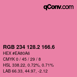 カラーコード: RGB 234 128.2 166.6 | qconv.com