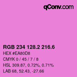 カラーコード: RGB 234 128.2 216.6 | qconv.com