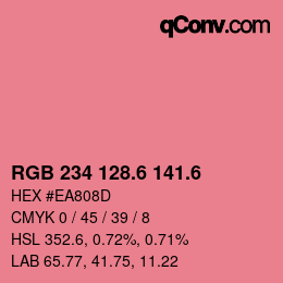 カラーコード: RGB 234 128.6 141.6 | qconv.com