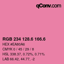 カラーコード: RGB 234 128.6 166.6 | qconv.com