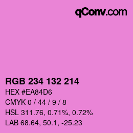 颜色代码: RGB 234 132 214 | qconv.com