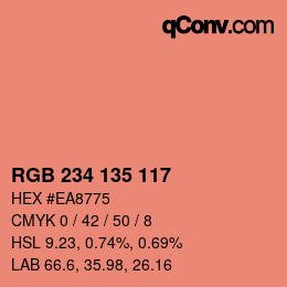 Color code: RGB 234 135 117 | qconv.com