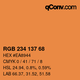 Color code: RGB 234 137 68 | qconv.com
