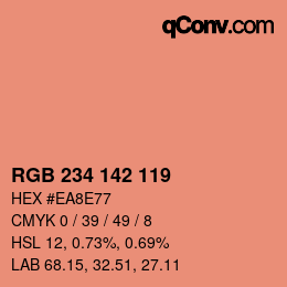 颜色代码: RGB 234 142 119 | qconv.com