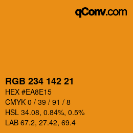 颜色代码: RGB 234 142 21 | qconv.com
