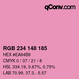 Color code: RGB 234 148 185 | qconv.com