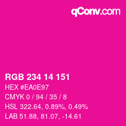 カラーコード: RGB 234 14 151 | qconv.com