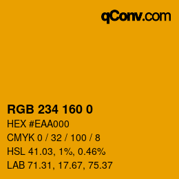 Color code: RGB 234 160 0 | qconv.com