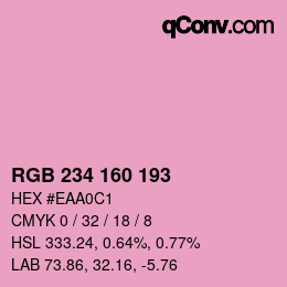Color code: RGB 234 160 193 | qconv.com