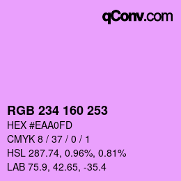 Color code: RGB 234 160 253 | qconv.com
