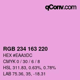 Color code: RGB 234 163 220 | qconv.com