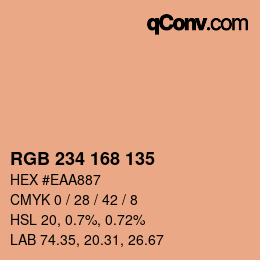 カラーコード: RGB 234 168 135 | qconv.com