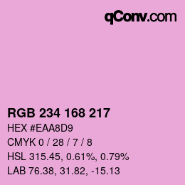 カラーコード: RGB 234 168 217 | qconv.com