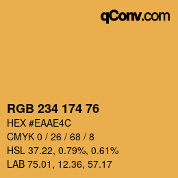 Color code: RGB 234 174 76 | qconv.com