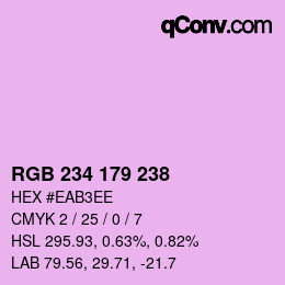 Color code: RGB 234 179 238 | qconv.com