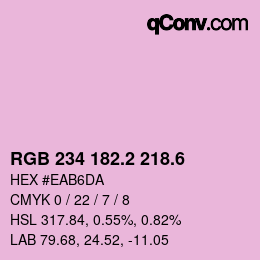 カラーコード: RGB 234 182.2 218.6 | qconv.com