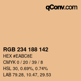 Color code: RGB 234 188 142 | qconv.com