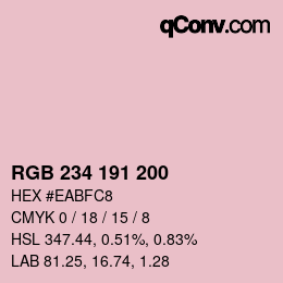颜色代码: RGB 234 191 200 | qconv.com