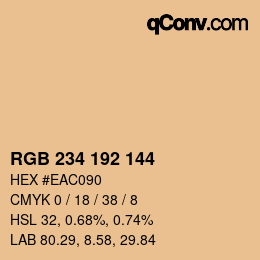 颜色代码: RGB 234 192 144 | qconv.com