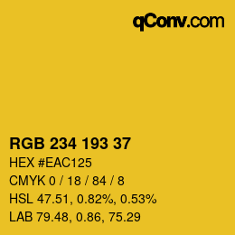 Farbcode: RGB 234 193 37 | qconv.com