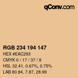 颜色代码: RGB 234 194 147 | qconv.com