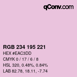 Color code: RGB 234 195 221 | qconv.com