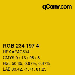 カラーコード: RGB 234 197 4 | qconv.com