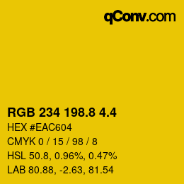 カラーコード: RGB 234 198.8 4.4 | qconv.com