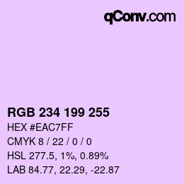 Color code: RGB 234 199 255 | qconv.com