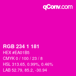カラーコード: RGB 234 1 181 | qconv.com