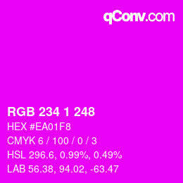 カラーコード: RGB 234 1 248 | qconv.com