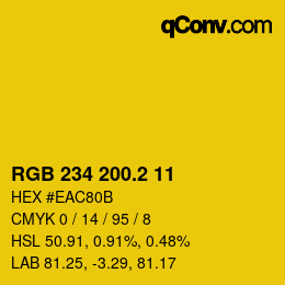 カラーコード: RGB 234 200.2 11 | qconv.com