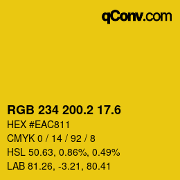 カラーコード: RGB 234 200.2 17.6 | qconv.com
