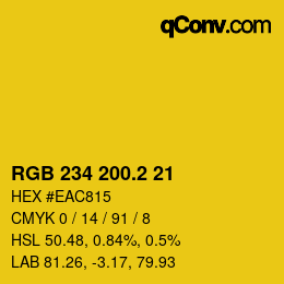カラーコード: RGB 234 200.2 21 | qconv.com