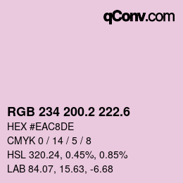 カラーコード: RGB 234 200.2 222.6 | qconv.com