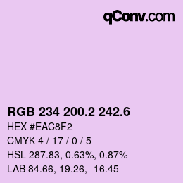 カラーコード: RGB 234 200.2 242.6 | qconv.com
