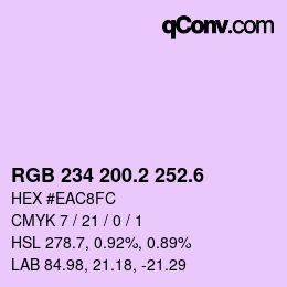 カラーコード: RGB 234 200.2 252.6 | qconv.com